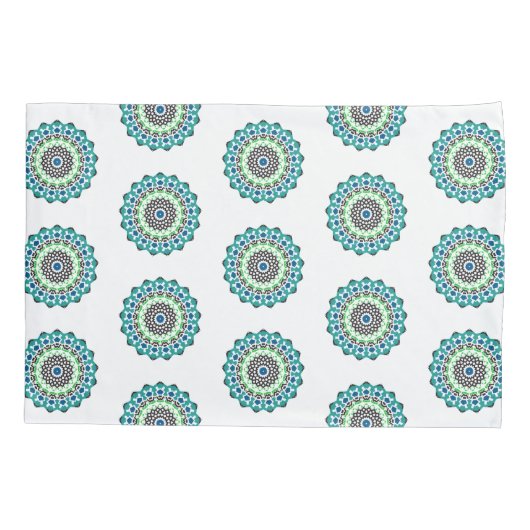 Aqua Mandala Pattern Boho Kussensloop (Achterkant)