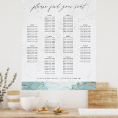 AQUA MARBLE AGATE 10 TABEL WEDDING SEATING CHART POSTER (Keuken)