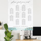 AQUA MARBLE AGATE 10 TABEL WEDDING SEATING CHART POSTER (Thuiskantoor)