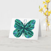 Aqua Marble Butterfly Blank Note Kaart (Gele Bloem)