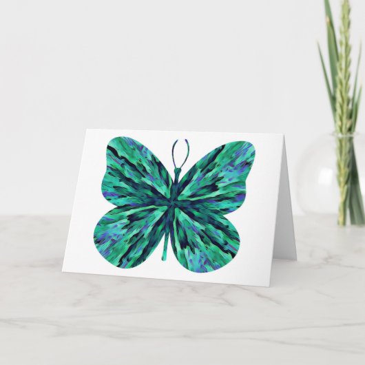 Aqua Marble Butterfly Blank Note Kaart (Voorkant)