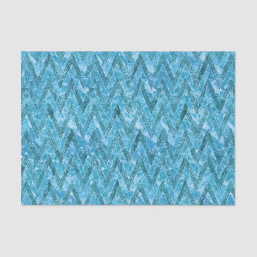 Aqua Marbled Chevron Tissuepapier (Voorkant)