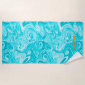 Aqua Marged Paint NAME Oranje Modern Surfer Water Strandlaken (Voorkant)