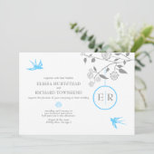 Aqua Marigold Birds Invitations Kaart (Staand voorkant)