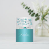Aqua-marine en Silver Floral Enclosure Kaart (Staand voorkant)