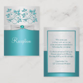 Aqua-marine en Silver Floral Enclosure Kaart (Voorkant / Achterkant)
