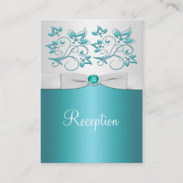 Aqua-marine en Silver Floral Enclosure Kaart
