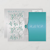 Aqua-marine en Silver R.S.V.P. Briefkaart (Voorkant / Achterkant)