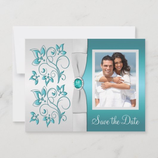 Aqua-marine en Silver Reply Kaart II (Voorkant)