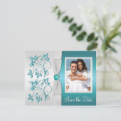 Aqua-marine en Silver Reply Kaart II (Staand voorkant)