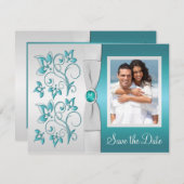 Aqua-marine en Silver Reply Kaart II (Voorkant / Achterkant)