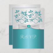 Aqua-marine en Silver Reply Kaart II (Voorkant / Achterkant)