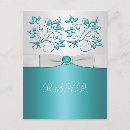 Aqua-marine en Silver Reply Kaart II (Voorkant)