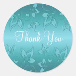 Aqua-marine Floral 1.5" Dank u Sticker