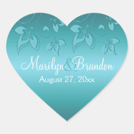 Aqua-marine Floral 1,5" hart Sticker