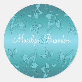 Aqua-marine Floral 1,5-inch Sticker