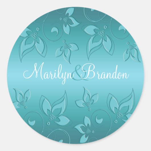 Aqua-marine Floral 1,5-inch Sticker (Voorkant)