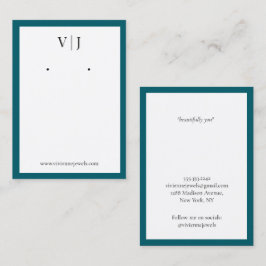 Aqua Marine Monogram Sieraden Oorbellen Displaykaa Visitekaartje