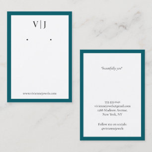 Aqua Marine Monogram Sieraden Oorbellen Displaykaa Visitekaartje