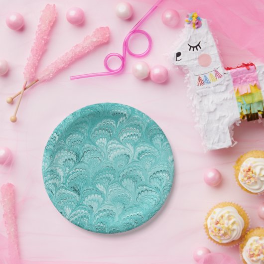 Aqua Marked Paper-ontwerp Papieren Bordje (Feest)