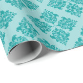 Aqua Marokkaanse Damast Cadeaupapier (Rol Hoek)