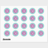Aqua Marokkaanse Tegels Lattice Gepersonaliseerd Ronde Sticker (Vel)