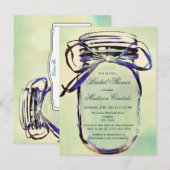 Aqua Mason Jar Bridal Shower BRIEFKAART (Voorkant / Achterkant)