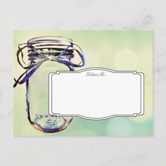 Aqua Mason Jar Bridal Shower BRIEFKAART (Achterkant)