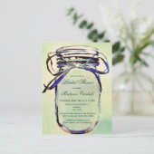 Aqua Mason Jar Bridal Shower BRIEFKAART (Staand voorkant)