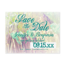 Aqua Mason Jars Fence Post Save the Date Briefkaar