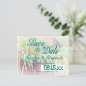 Aqua Mason Jars Fence Post Save the Date Briefkaar Aankondigingskaart (Staand voorkant)