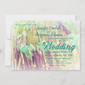 Aqua Mason Jars op Fence Post Wedding Invitations Kaart (Voorkant)