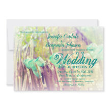 Aqua Mason Jars op Fence Post Wedding Invitations