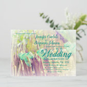 Aqua Mason Jars op Fence Post Wedding Invitations Kaart (Staand voorkant)