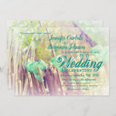 Aqua Mason Jars op Fence Post Wedding Invitations Kaart (Voorkant / Achterkant)