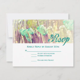 Aqua Mason Jars op Fence Post Wedding RSVP-kaarten RSVP Kaartje