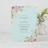 Aqua Mauve Wilde Bloemen Bruiloft Kaart (Staand voorkant)