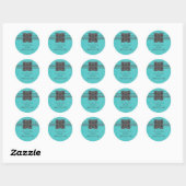 Aqua Medallion Border Save the Date Stickers (Vel)