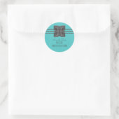 Aqua Medallion Border Save the Date Stickers (Tas)