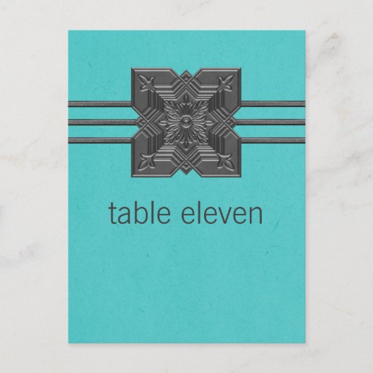 Aqua Medallion Border Table Briefkaart (Voorkant)