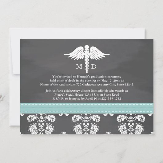 AQUA MEDISCH SCHOOLAFSTUDEREN CHALKBOARD KAART (Achterkant)