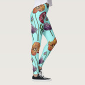 Aqua Medium Poppy Floral Waterverf Leggings (Rechts)