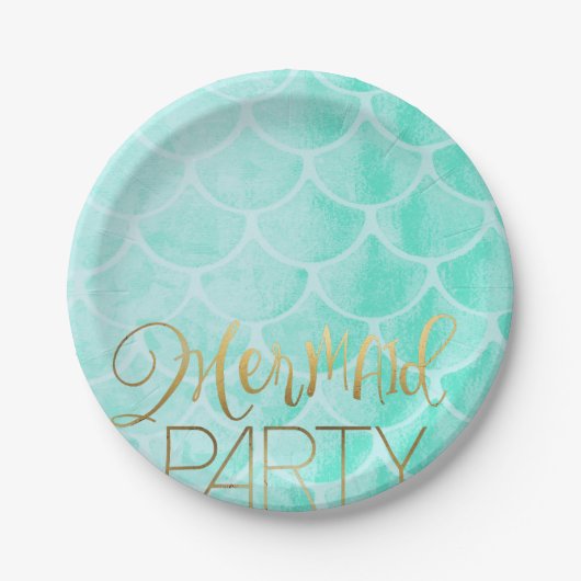 Aqua Mermaid Party | Onder het Zee Verjaardag Papieren Bordje (Voorkant)