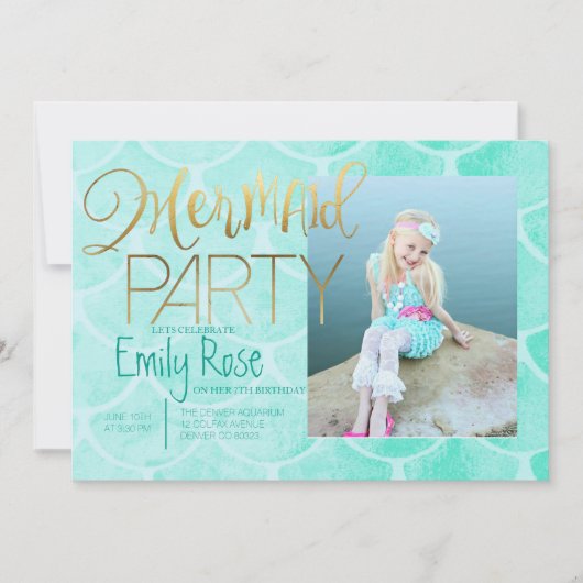 Aqua Mermaid Party | Onder Zee Birthday Foto Kaart (Voorkant)