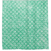 Aqua Mermaid Scales Stars Design Shower Curtain Douchegordijn (Voorkant)