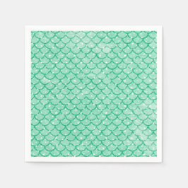 Aqua Mermaid Scales Stars Paper Napkins Servet