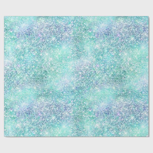 Aqua Mermaid Sparkle Cadeaupapier (Vlak)