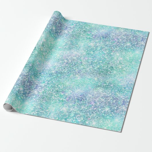 Aqua Mermaid Sparkle Cadeaupapier (Uitgerold)