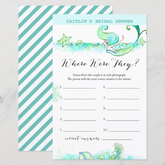 Aqua Mermaid Vrijgezellenfeest Game (Voorkant / Achterkant)