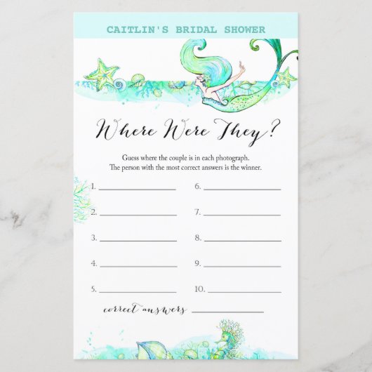 Aqua Mermaid Vrijgezellenfeest Game (Voorkant)